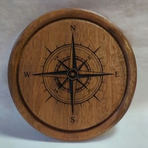 Acacia wood compass engraved round cutting board